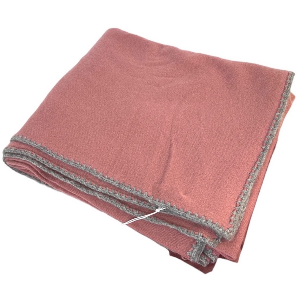 JOHNNY WAS Calme NEW 100% Cashmere Whipstitch Throw Blanket W Dust Bag Rose Pink - Picture 8 of 8